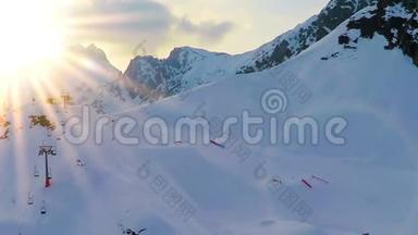 阿尔卑斯山的绳索之路，<strong>冬季</strong>滑雪<strong>旅游</strong>之地，<strong>旅游</strong>全景